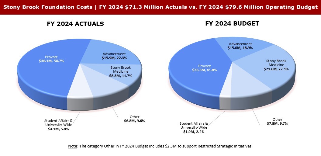 FY 2024 Actuals vs. Budget Operating Expenses Stony Brook Foundation Costs FY 2024 Actuals vs. Budget Operating Expenses Stony Brook Foundation Costs
