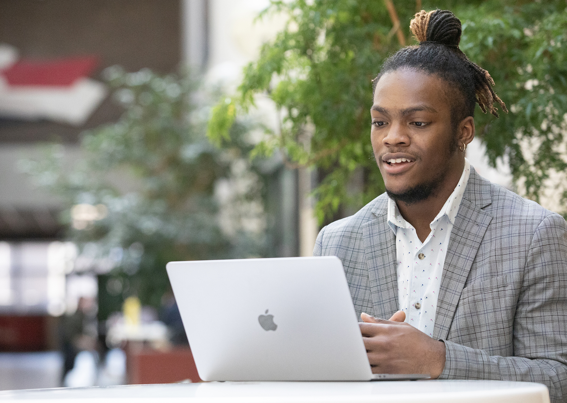 Student using a laptop