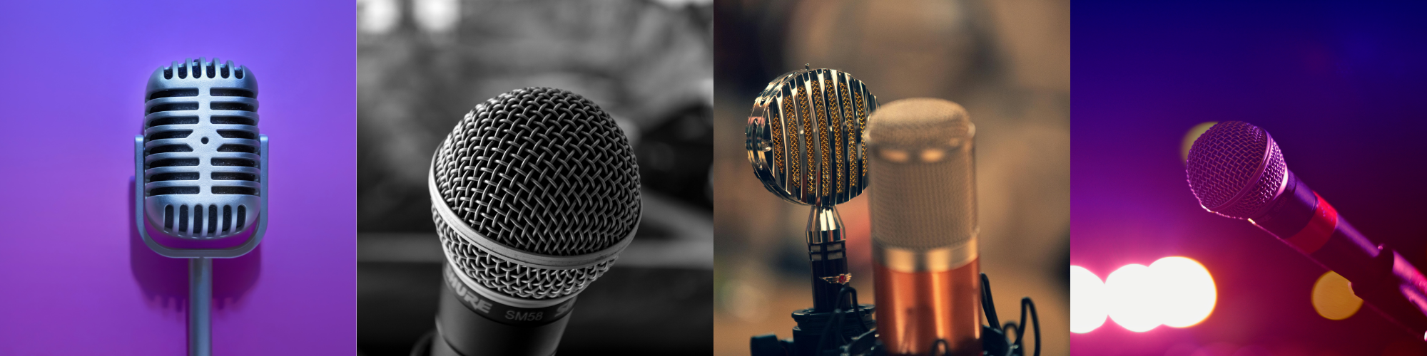 images of four microphones grouped together