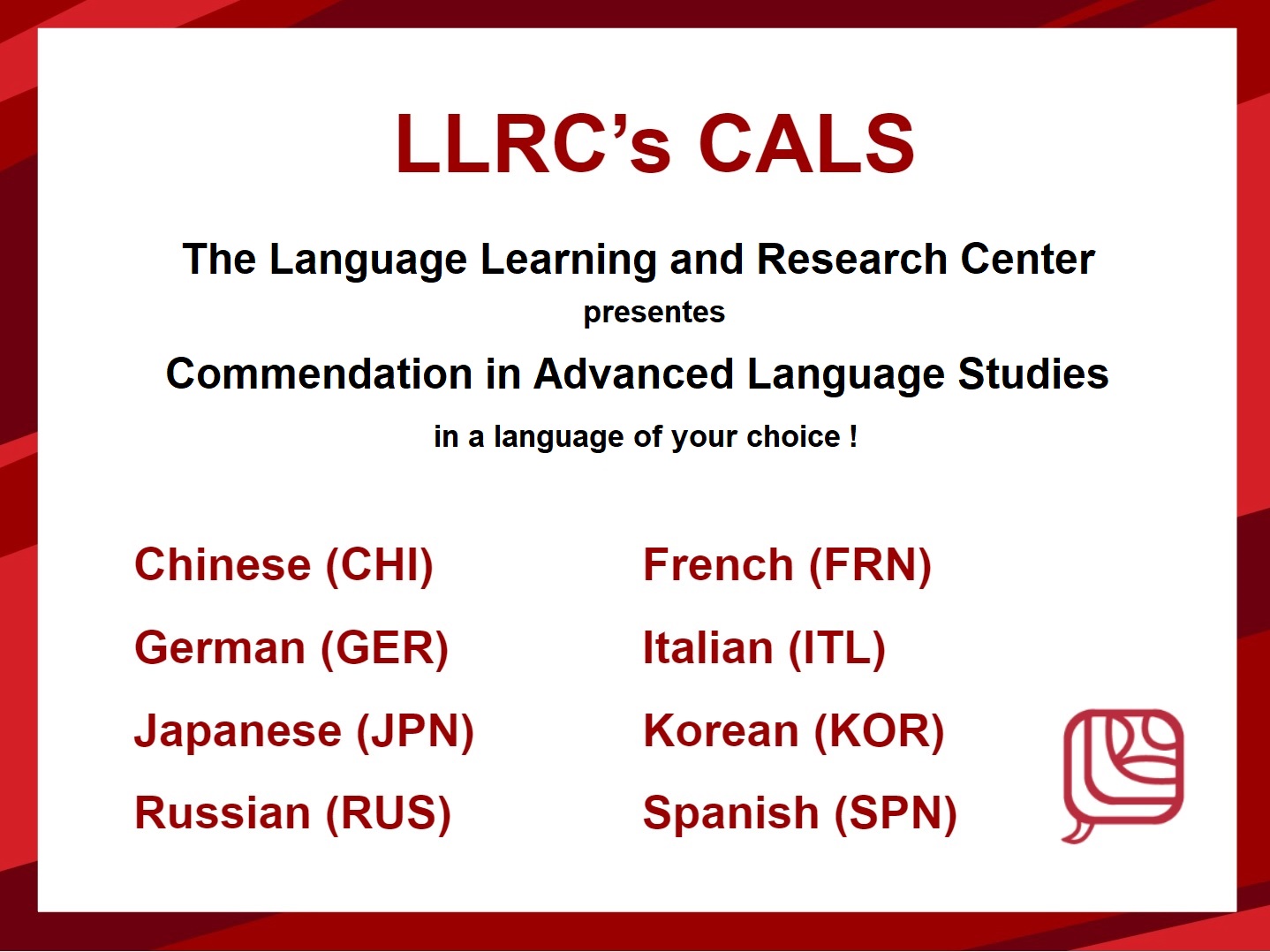 sample CALS commendation