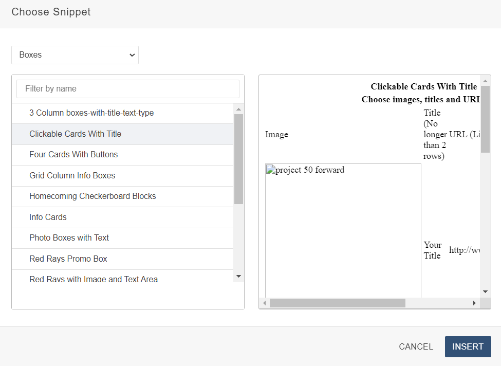 Clickable cards with title