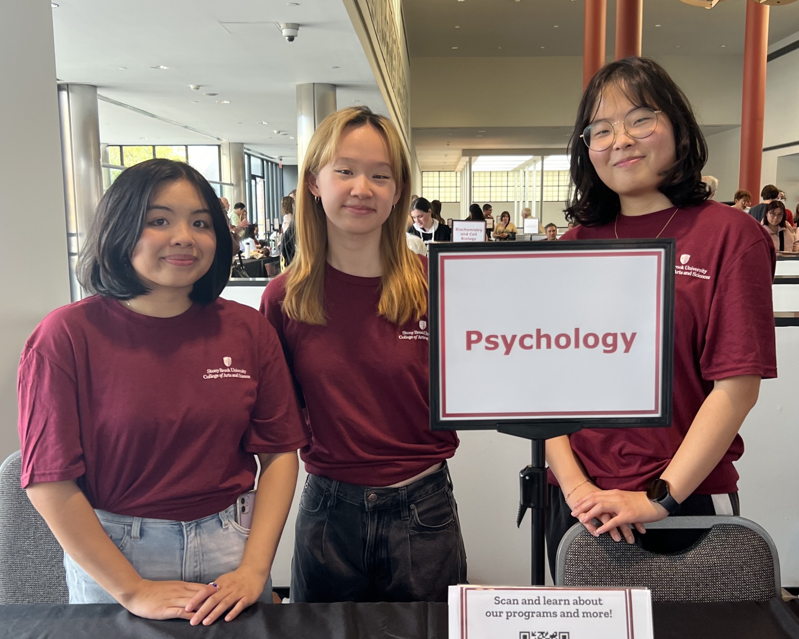 Spring 2025 Undergraduate Interns (Vanessa, Meaghan & Esther) representing the department at Admitted Students Day